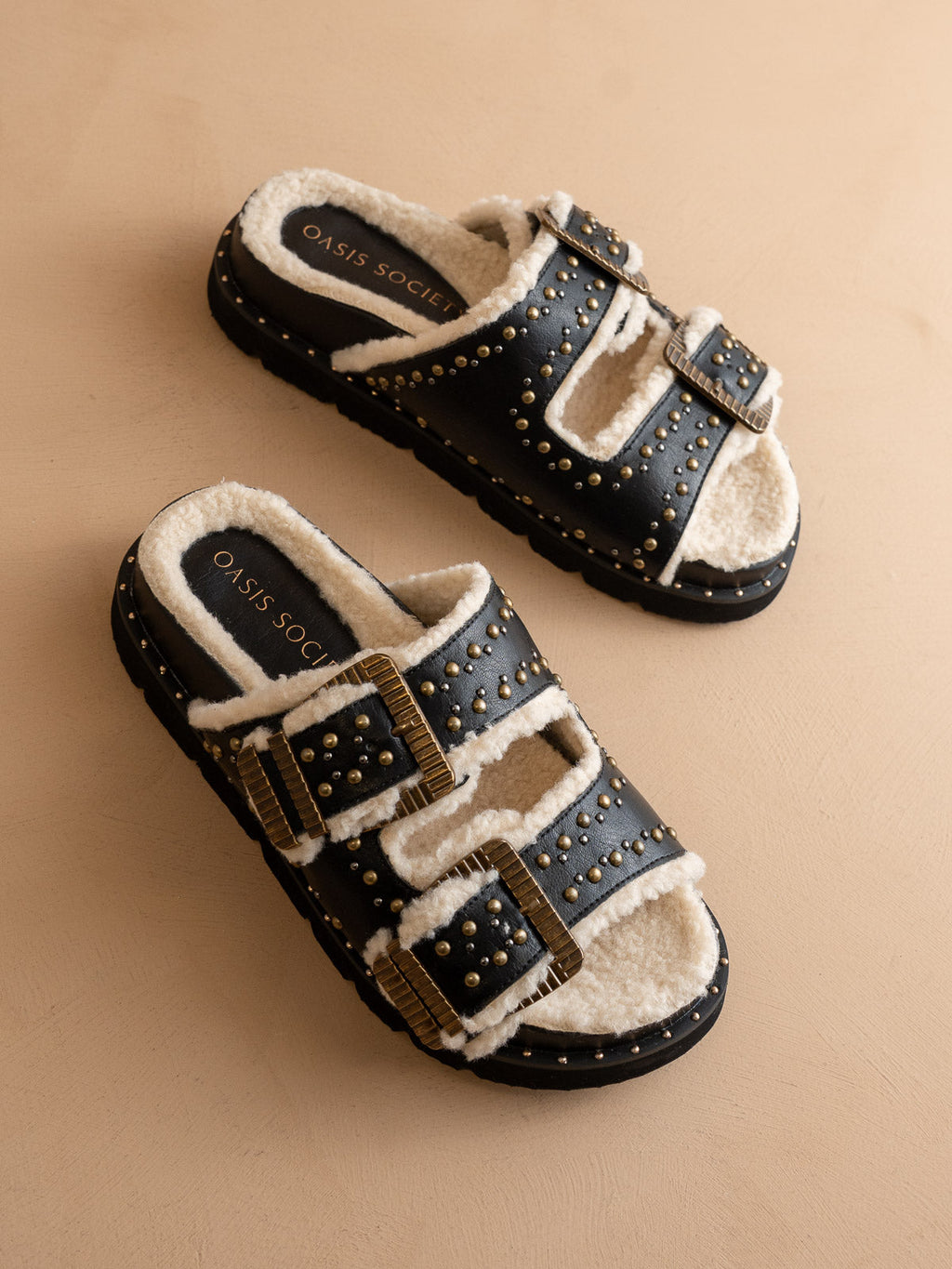 The Gaylen | Black Fleece Lined Slipper Slide - SwagglyLife Home & Fashion