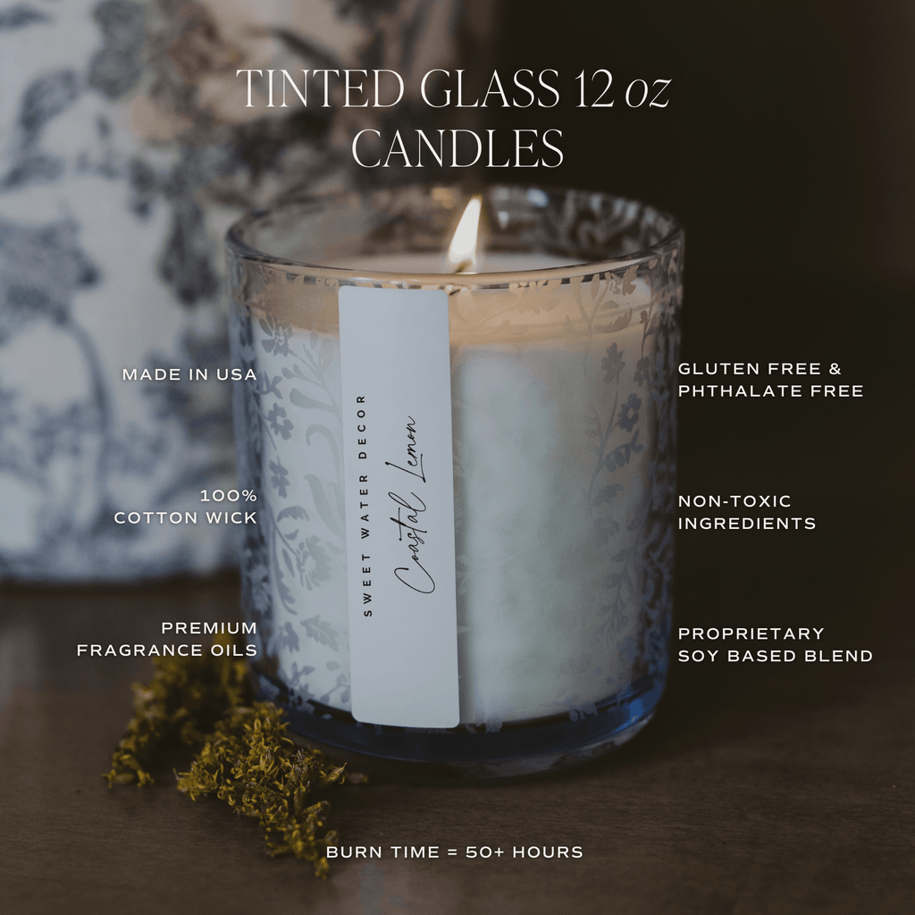 Stress Relief Soy Candle - Blue Tinted Glass Jar - 12 oz in - Candles photo