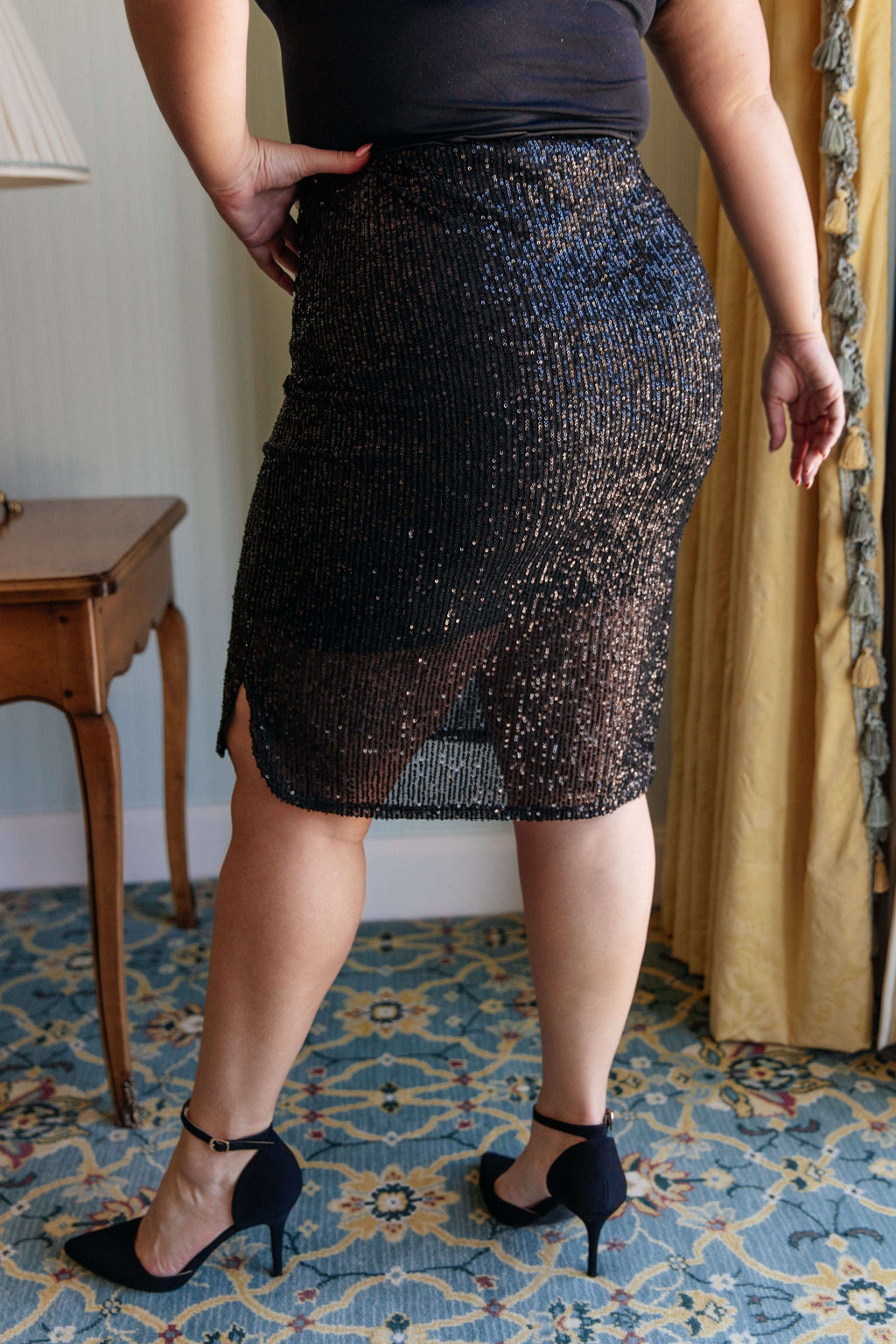 Gilded Age Sequin Skirt in Black - SwagglyLife Home & Fashion