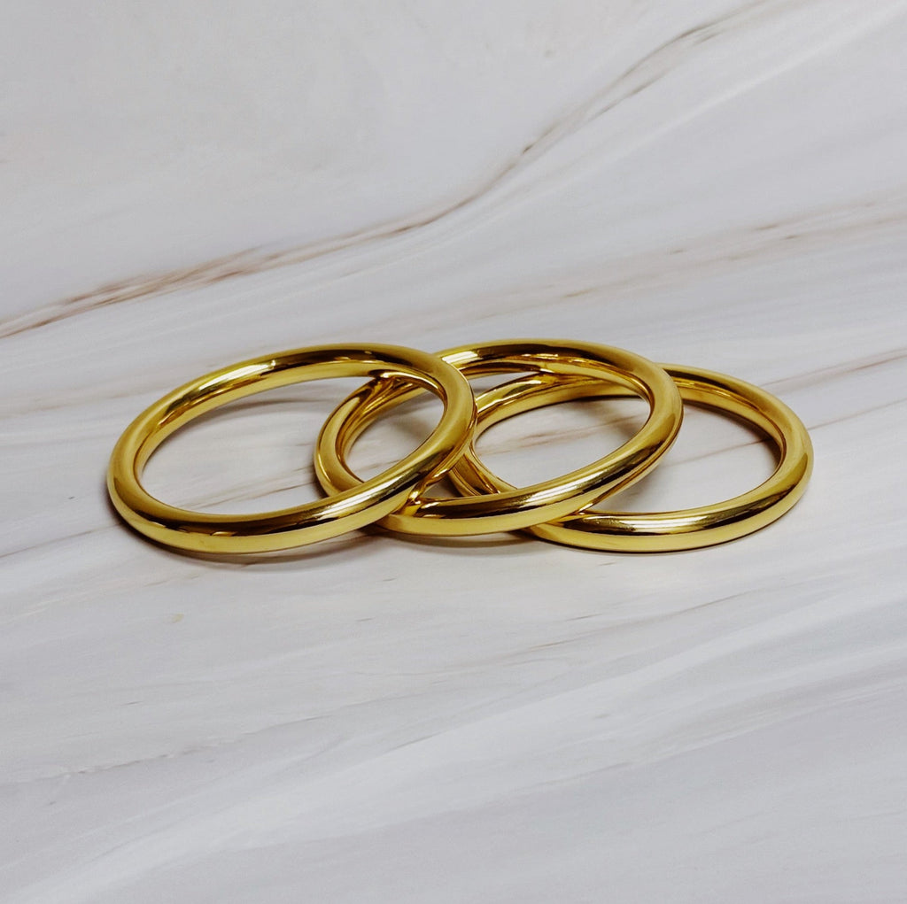 Golden Stack Luxe Bangle Set – Sleek Polished Gold-Tone Arm Candy in Classic Stacking Style in - Jewelry photo
