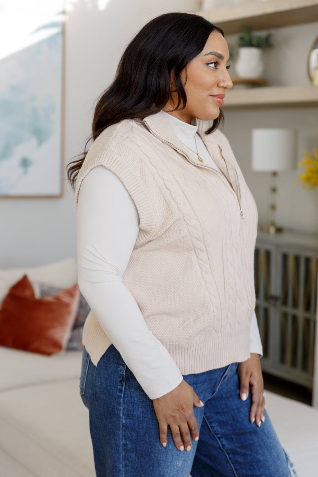 Golf At Four Cable Knit Vest in - Layers photo