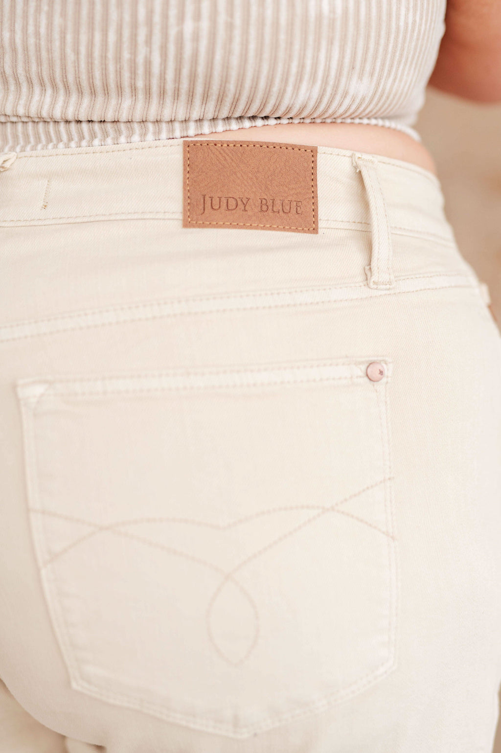 Greta High Rise Garment Dyed Shorts in Bone in - Denim photo