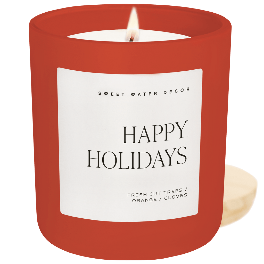 Happy Holidays Soy Candle - Red Matte Jar - 15 oz (Christmas) in - Candles photo