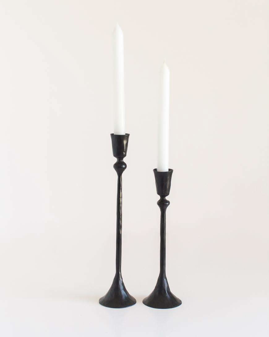 Gemini Hand-Forged Iron Candle Stands | Set of 2 in Black Finish - Candle Holder photo