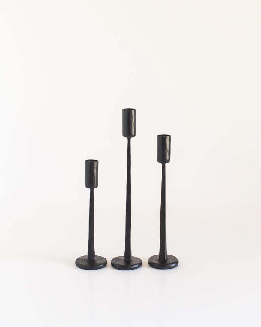 Dante Hand-Forged Iron Candle Stands | Set of 3 in Black Finish - Candle Holder photo