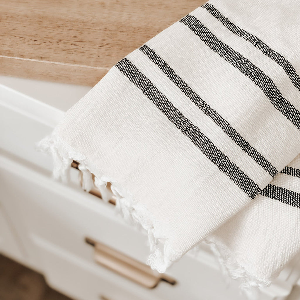 Haley Turkish Cotton + Bamboo Hand Towel - Two Stripe - SwagglyLife Home & Fashion