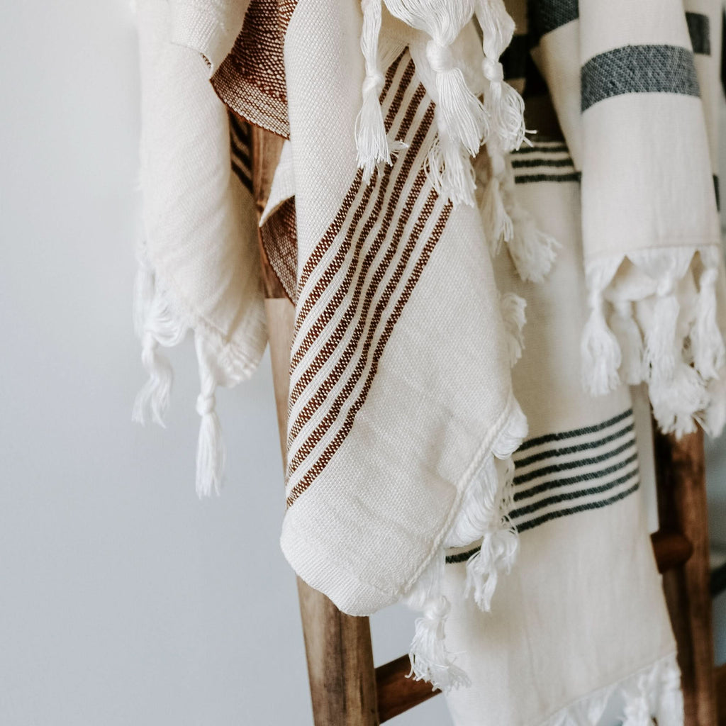 Turkish Cotton + Bamboo Hand Towel - Multi Stripes in - Hand Towels photo