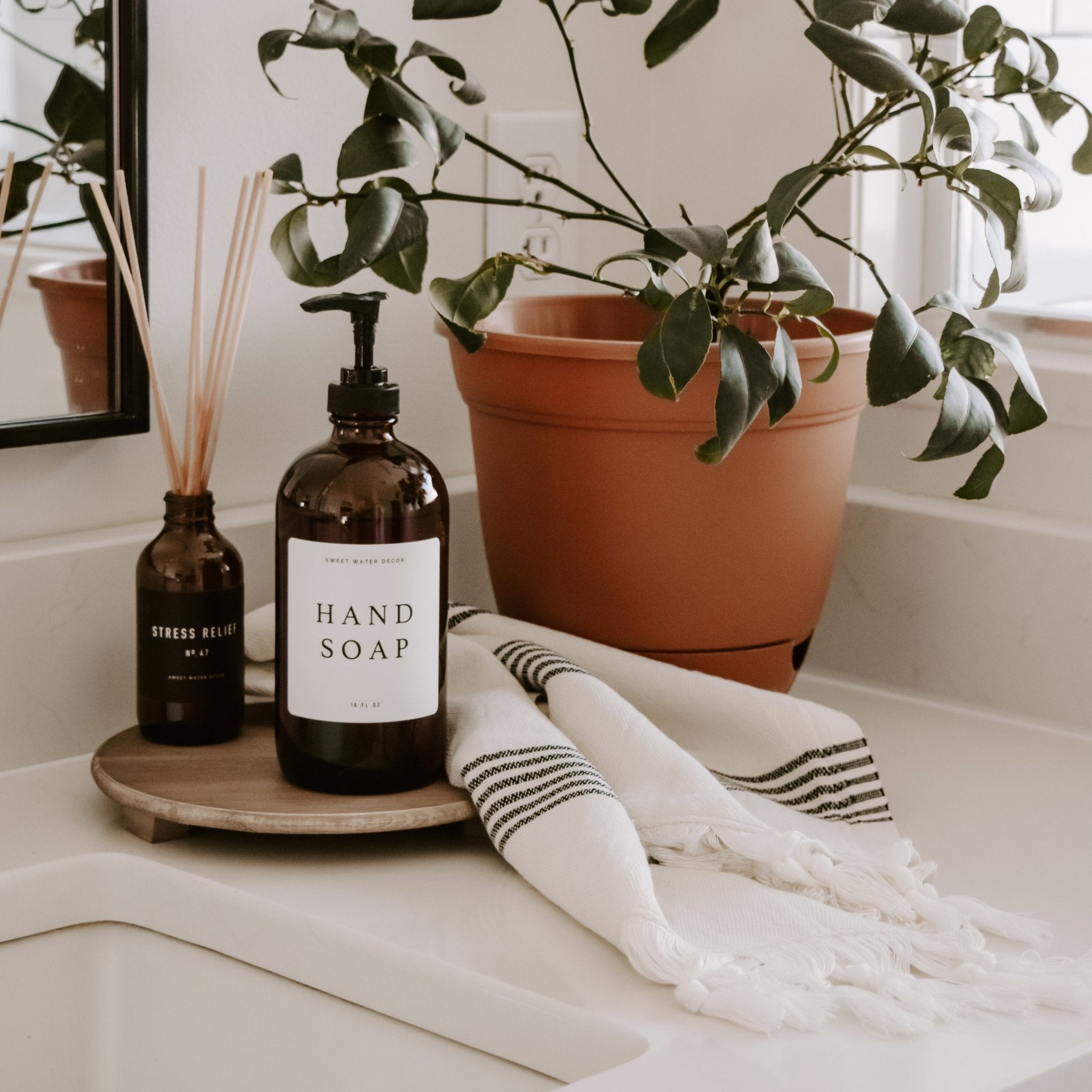 Turkish Cotton + Bamboo Hand Towel - Multi Stripes - SwagglyLife Home & Fashion Turkish Cotton + Bamboo Hand Towel - Multi Stripes - SwagglyLife Home & Fashion