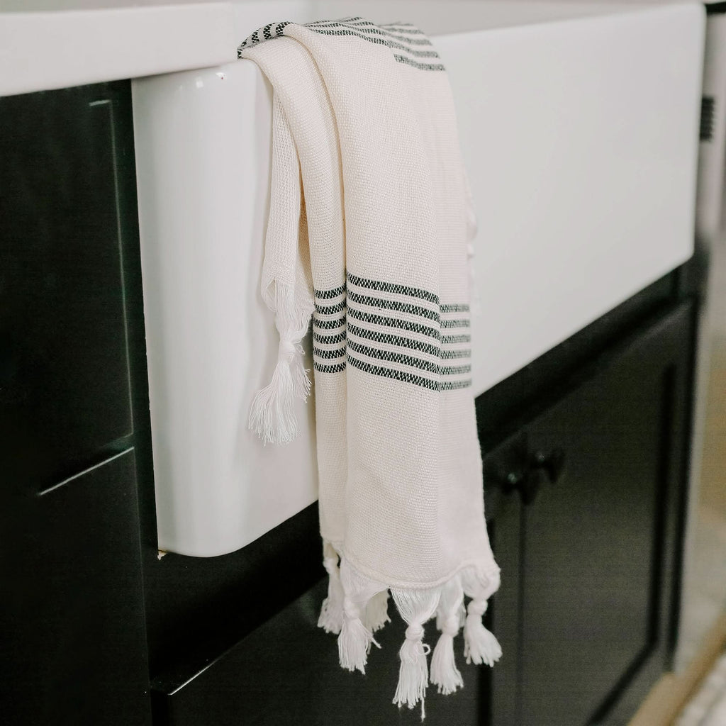 Turkish Cotton + Bamboo Hand Towel - Multi Stripes in - Hand Towels photo