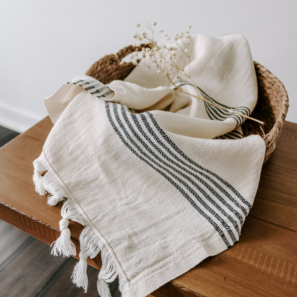 Turkish Cotton + Bamboo Hand Towel - Multi Stripes - SwagglyLife Home & Fashion