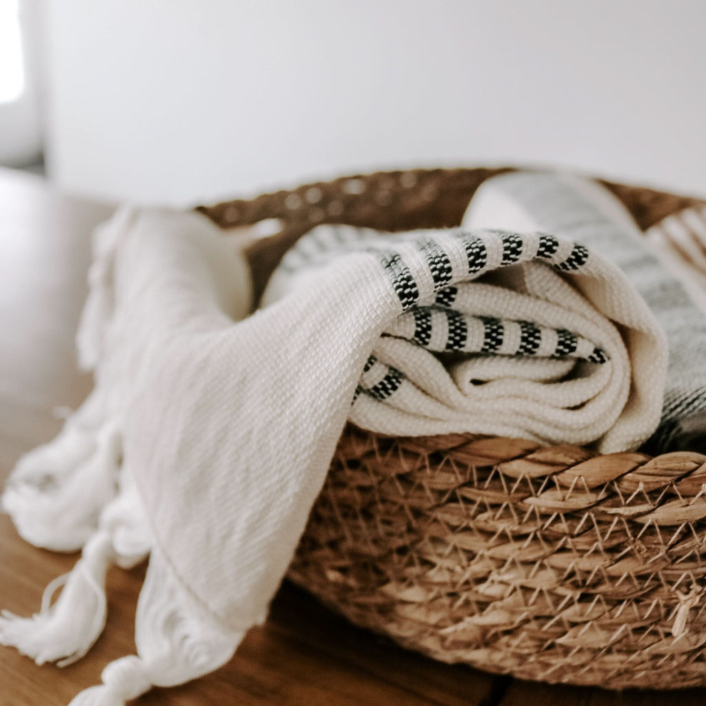 Turkish Cotton + Bamboo Hand Towel - Multi Stripes in - Hand Towels photo