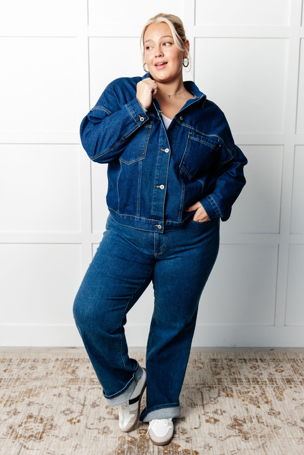 Have We Met Oversized Denim Jacket in - Denim photo