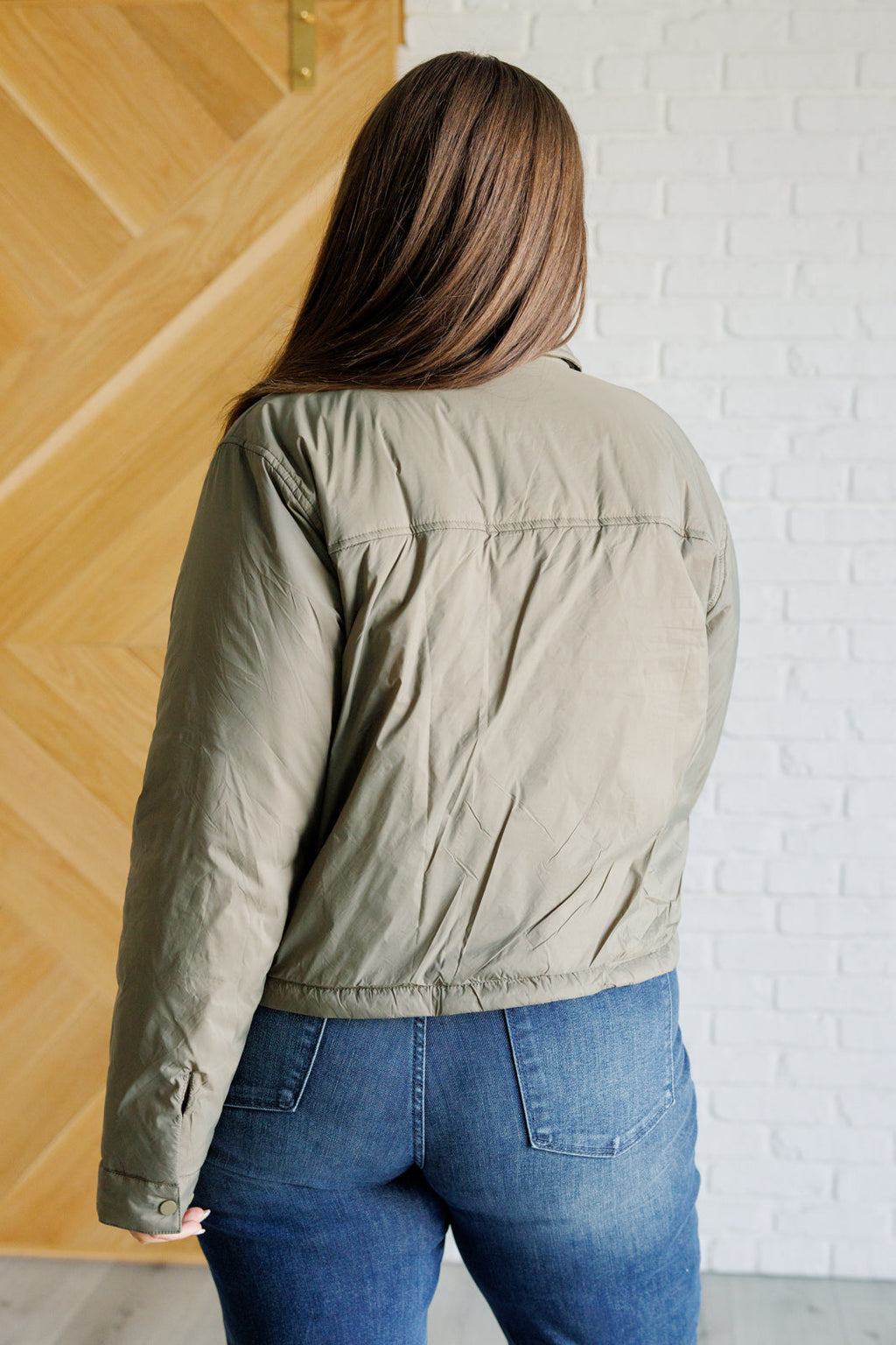 Hear Me Out Lightweight Puffer Jacket in Olive in - Layers photo