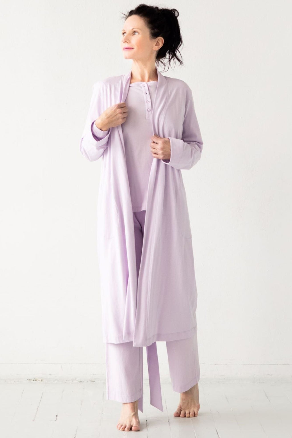 Straight Leg Pants in Pima Cotton in Lavender - PANTS photo