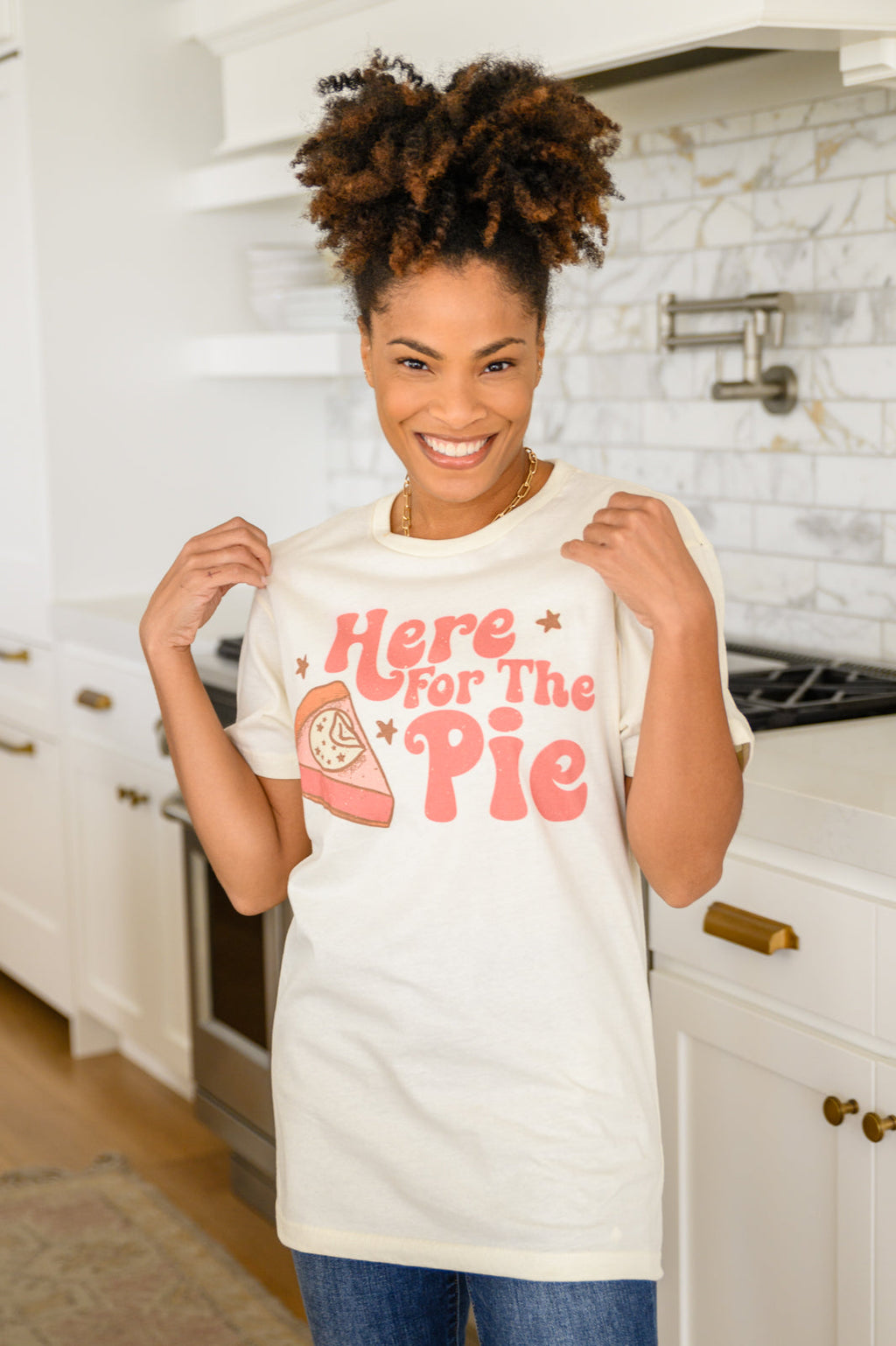 Here For The Pie Graphic T-Shirt In Cream in - Womens photo