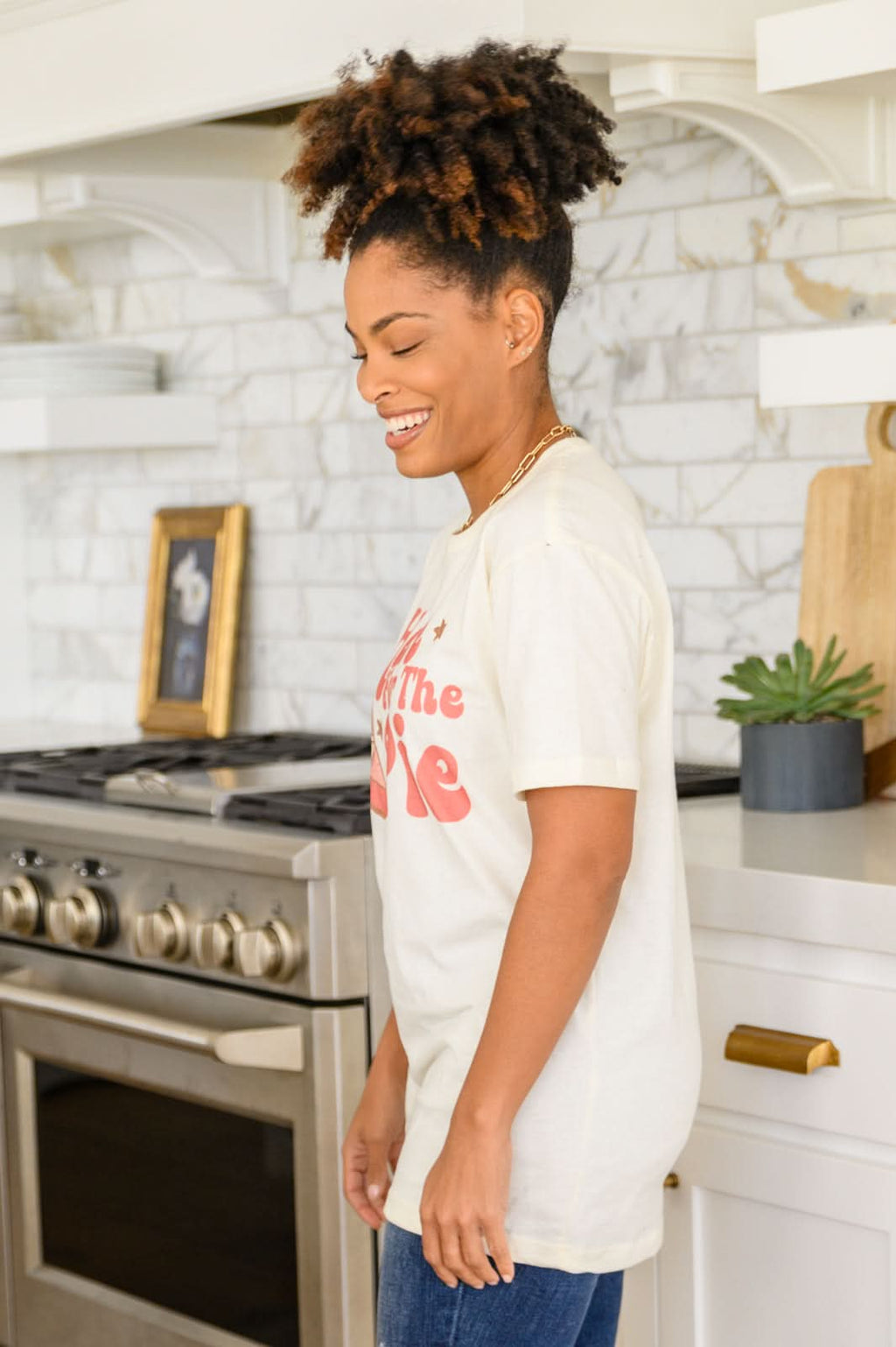 Here For The Pie Graphic T-Shirt In Cream in - Womens photo