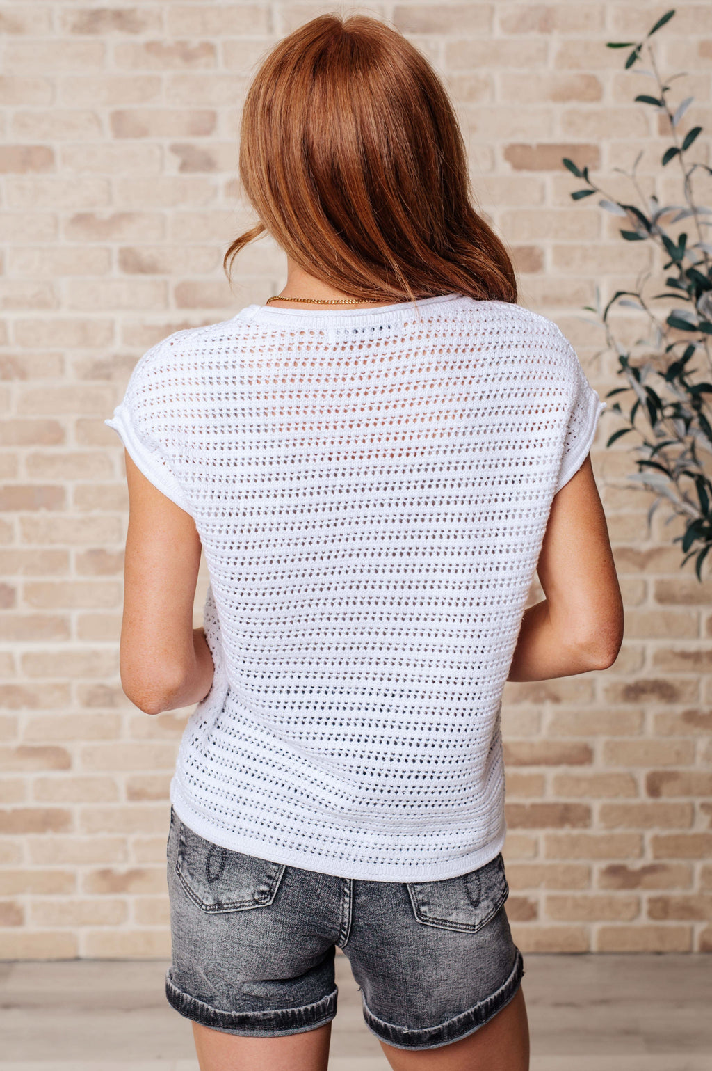 Here for More Open Knit Cap Sleeve Sweater in - Tops photo