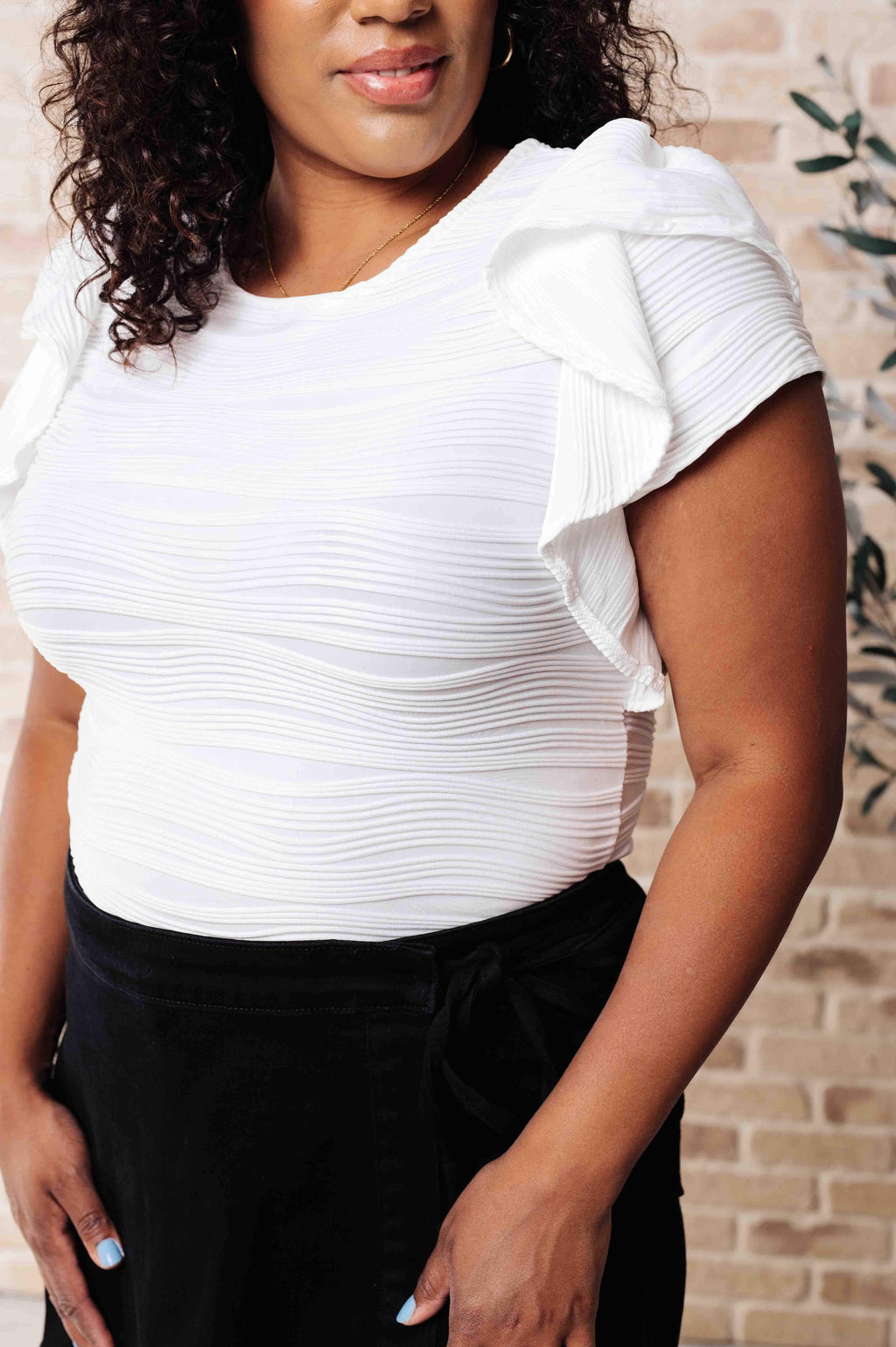 Highest Praise Ruffle Sleeve Blouse in - Tops photo