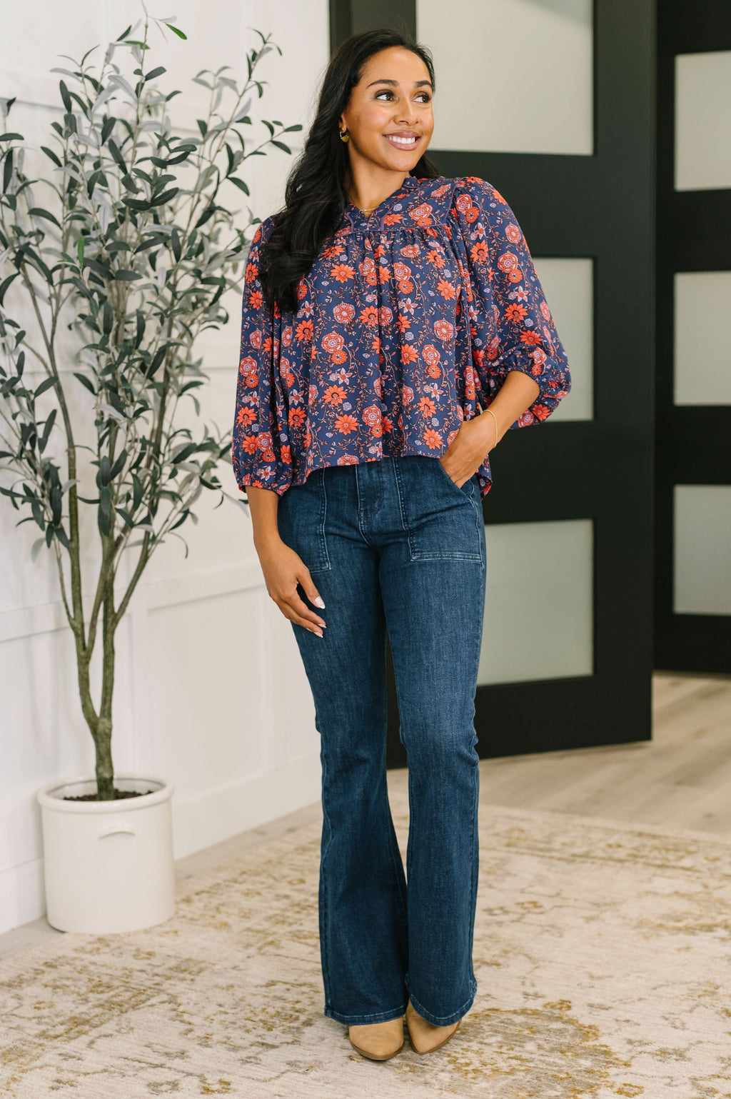 Hitherto Unknown Floral Babydoll Blouse in - Womens photo