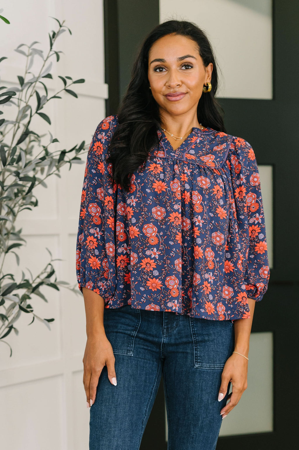 Hitherto Unknown Floral Babydoll Blouse in - Womens photo