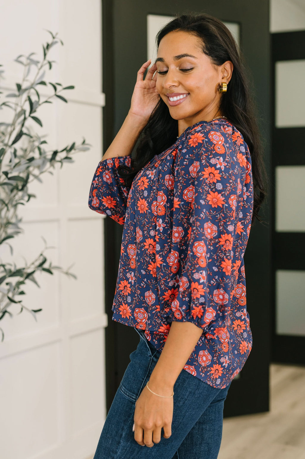 Hitherto Unknown Floral Babydoll Blouse in - Womens photo