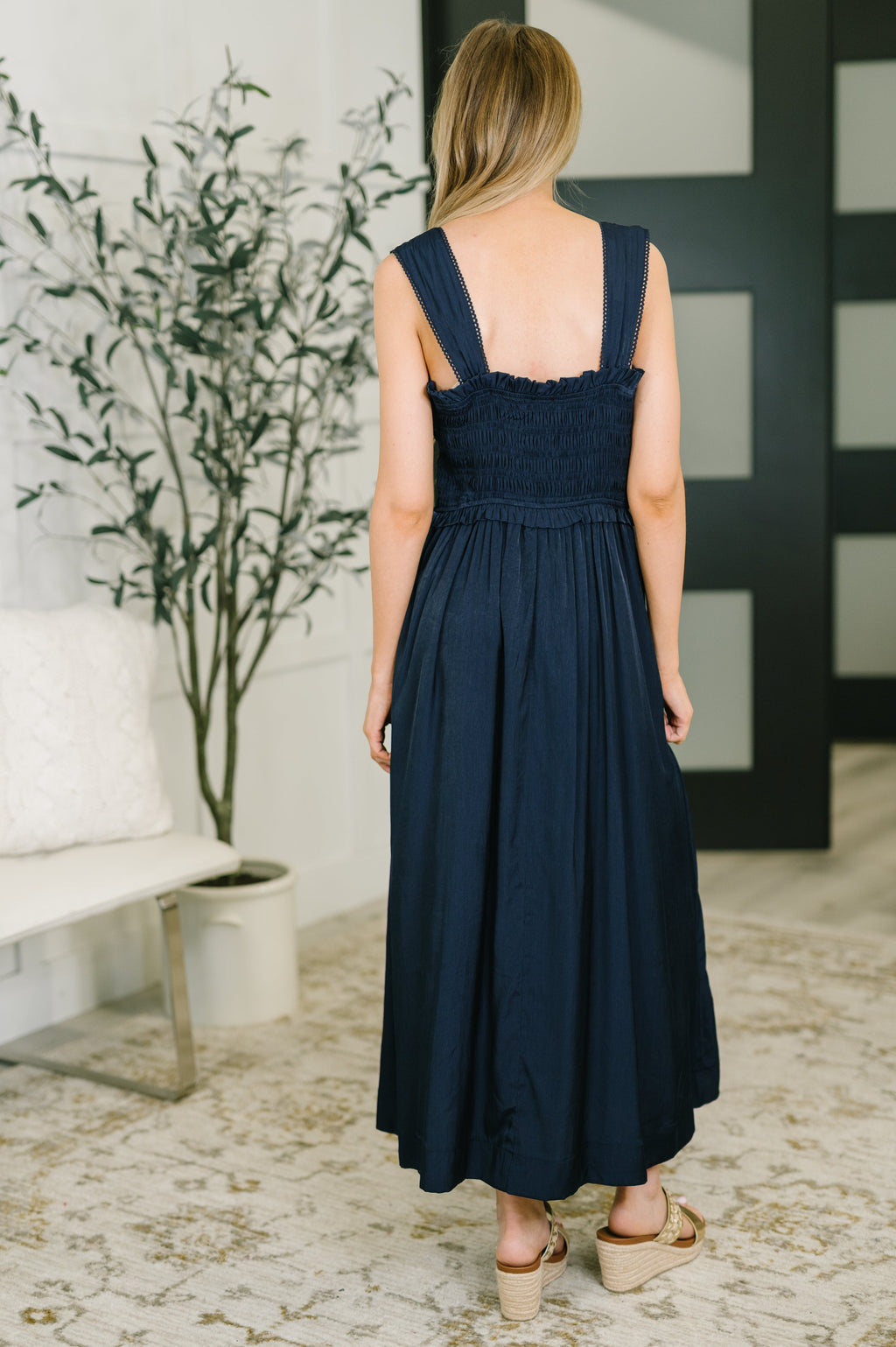 Hold Me Down Midi Dress in Navy in - Womens photo
