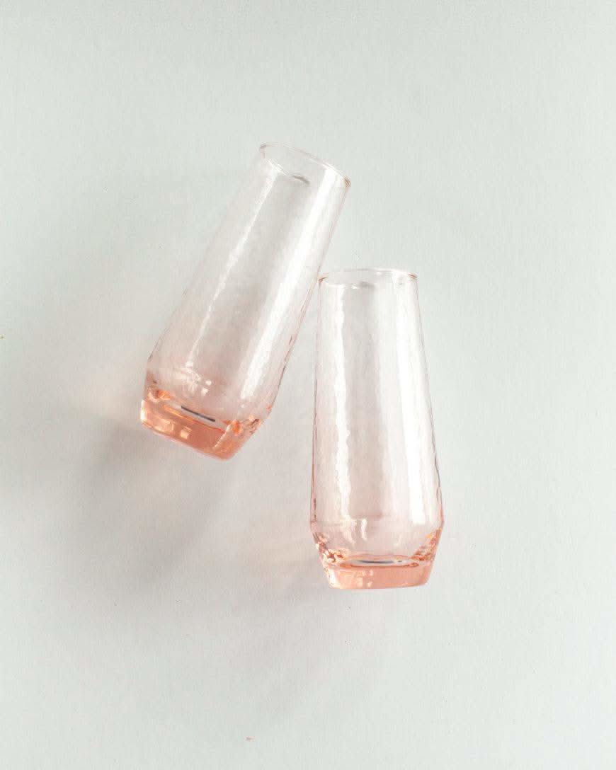 Handblown Hammered Champagne Flutes | Set of 2 in - Drinking Glass/Cup photo