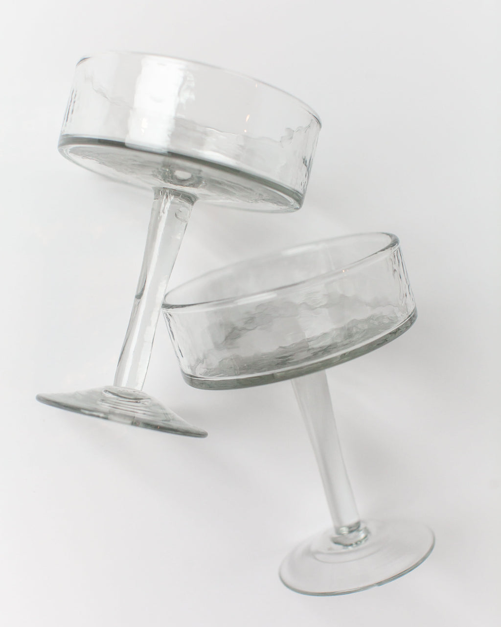 Handblown Hammered Coupe Cocktail Glass Pair in Clear - Kitchen & Dining photo