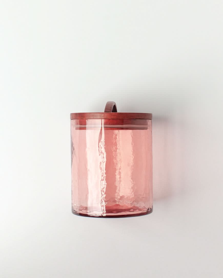 Hammered Glass Canisters with Wood Lid in Small Blush - Kitchen & Dining photo