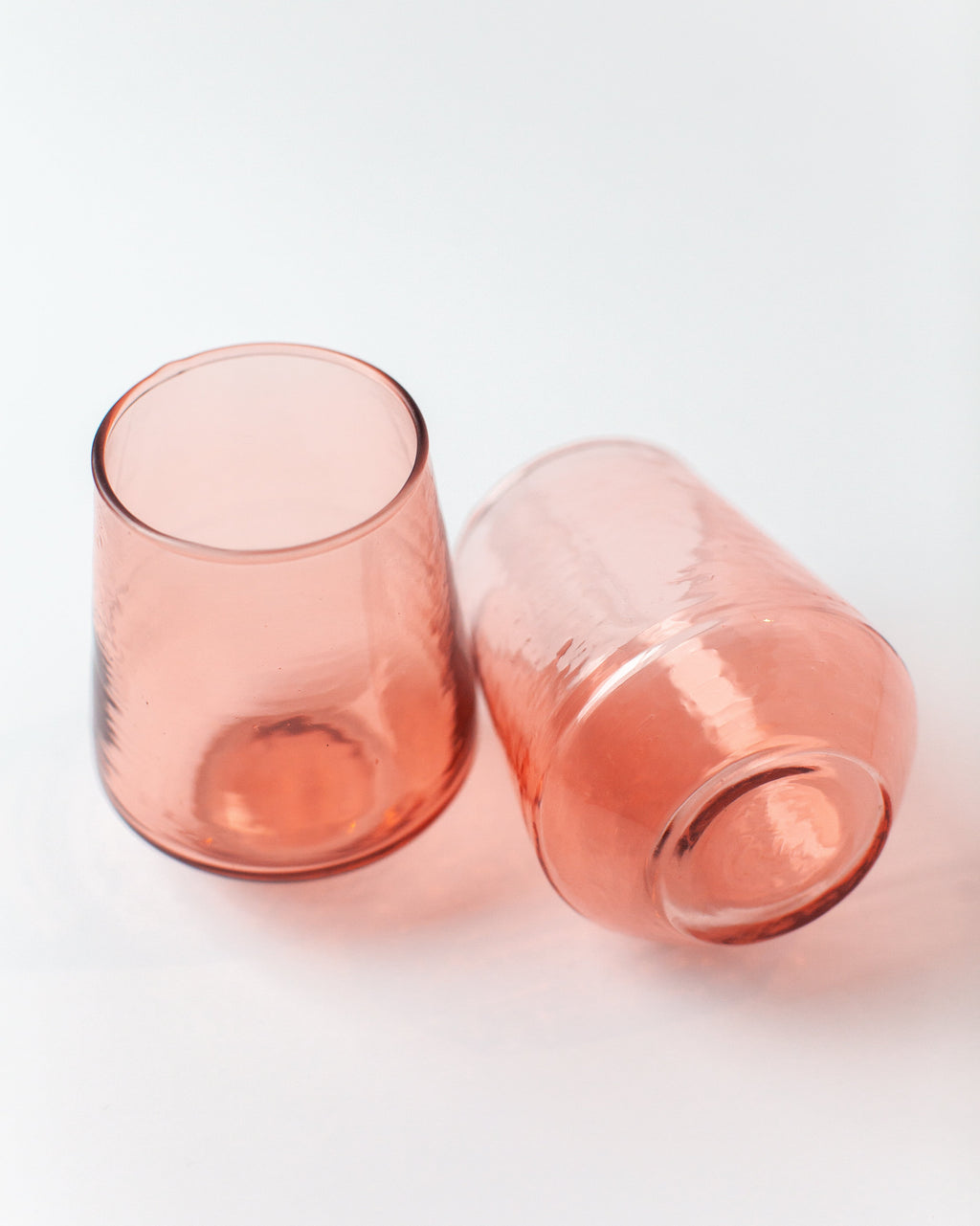 Pair of Hammered Glass Stemless Tumblers in Blush - Kitchen & Dining photo
