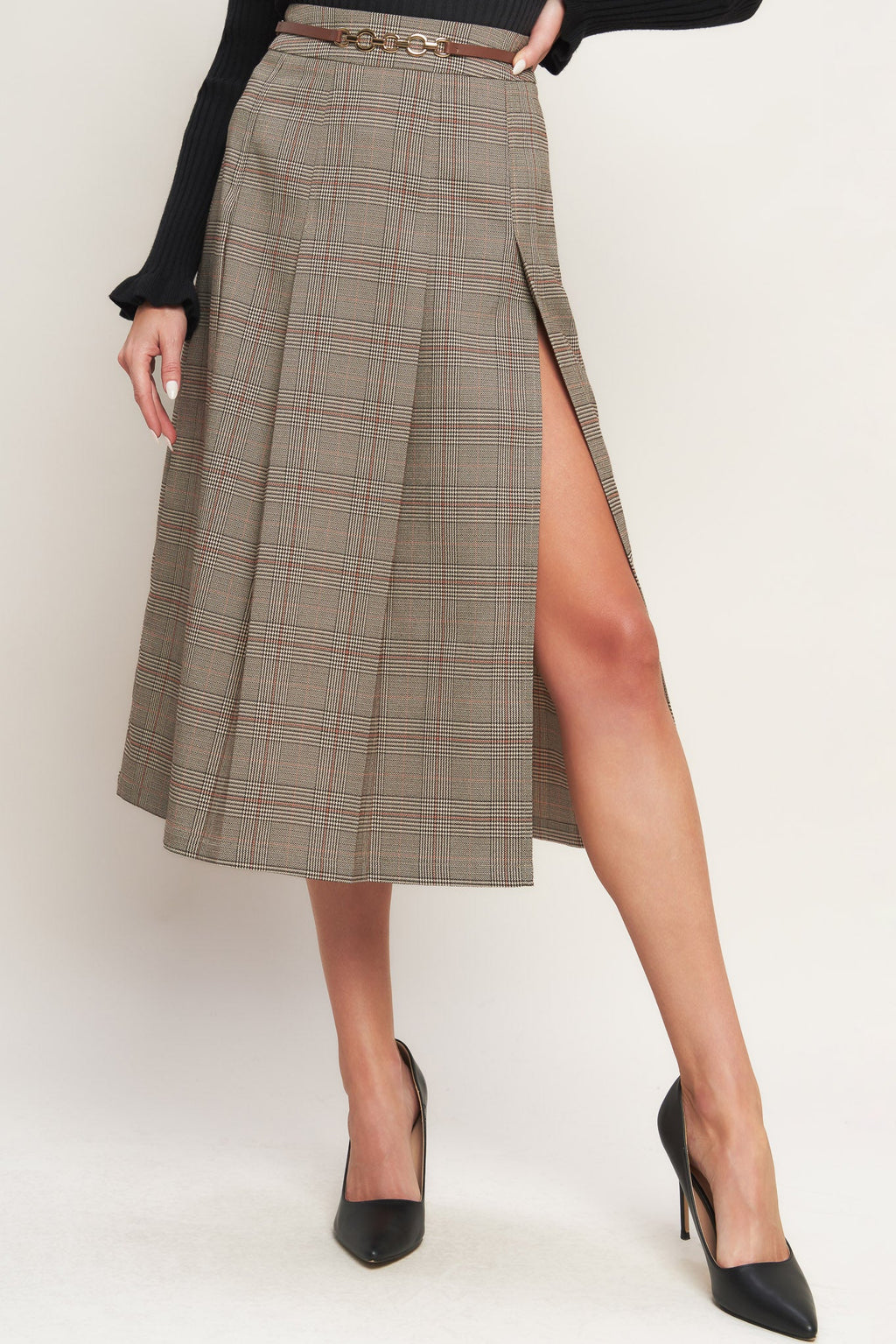 British Trace Woven Midi Skirt in - SKIRTS photo