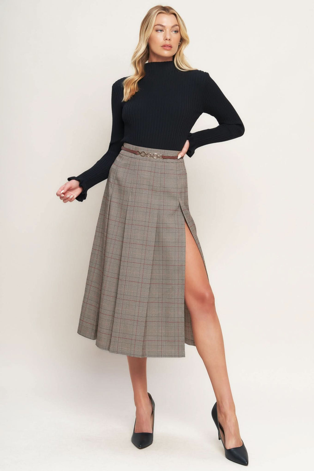 BRITISH TRACE WOVEN MIDI SKIRT in - SKIRTS photo