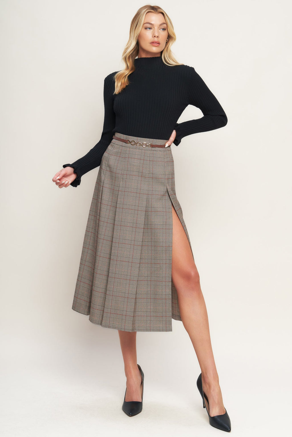 British Trace Woven Midi Skirt in - SKIRTS photo