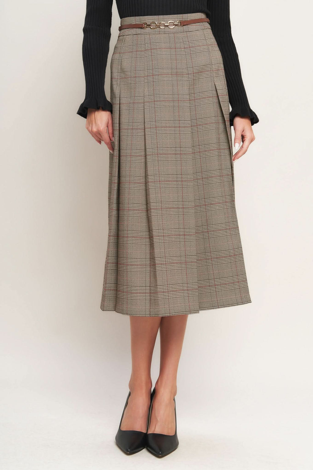 BRITISH TRACE WOVEN MIDI SKIRT in - SKIRTS photo