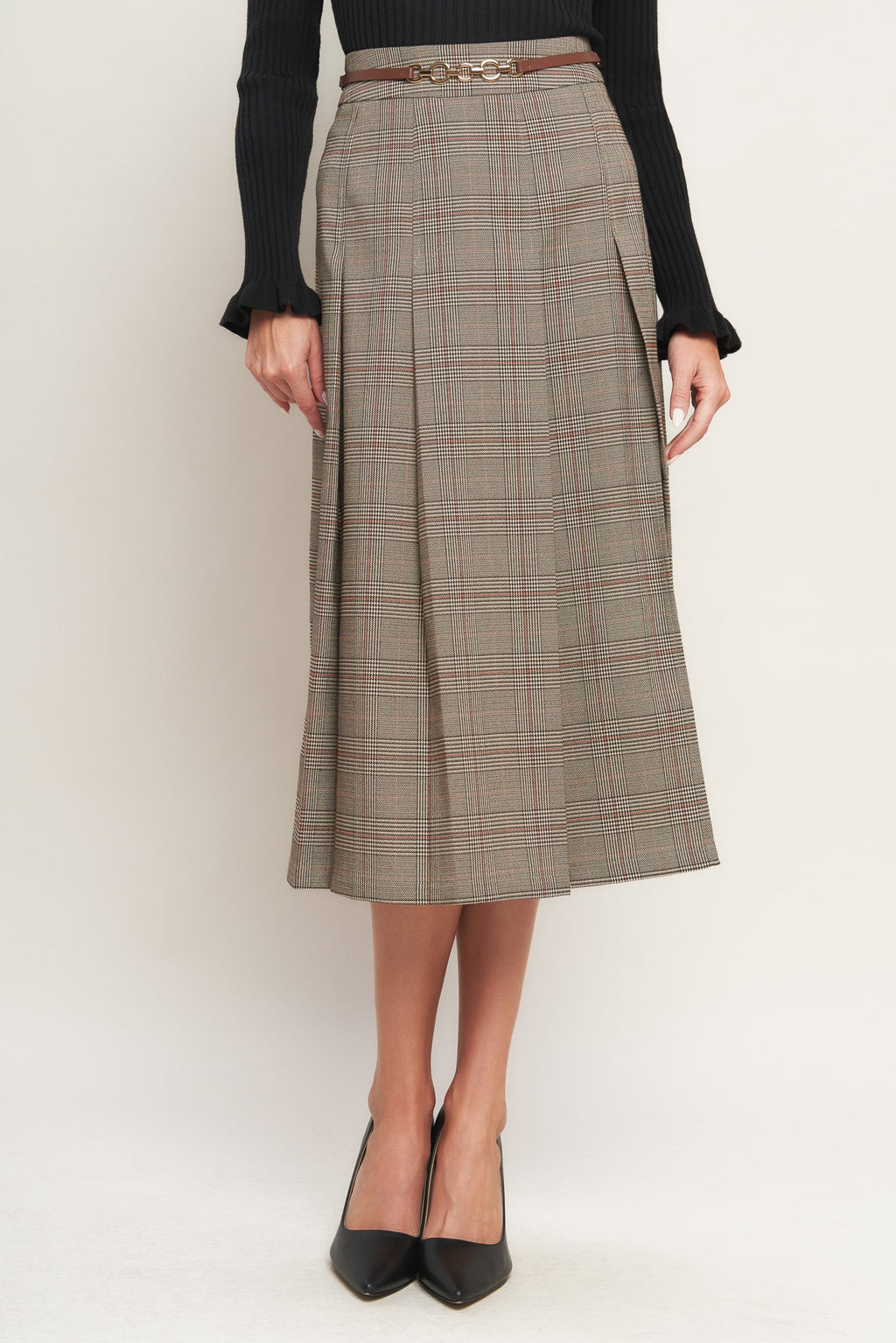 British Trace Woven Midi Skirt in - SKIRTS photo