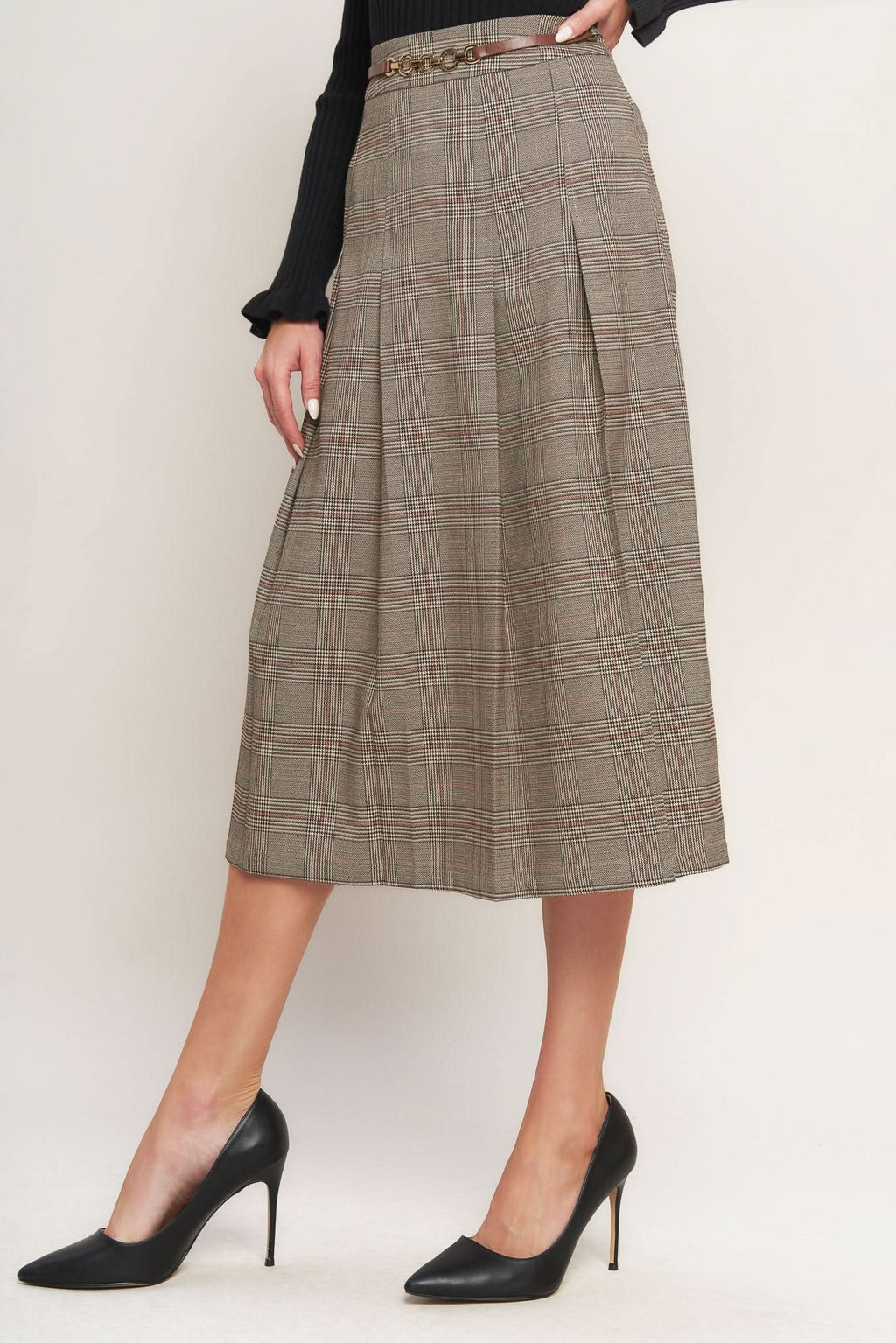 BRITISH TRACE WOVEN MIDI SKIRT in - SKIRTS photo