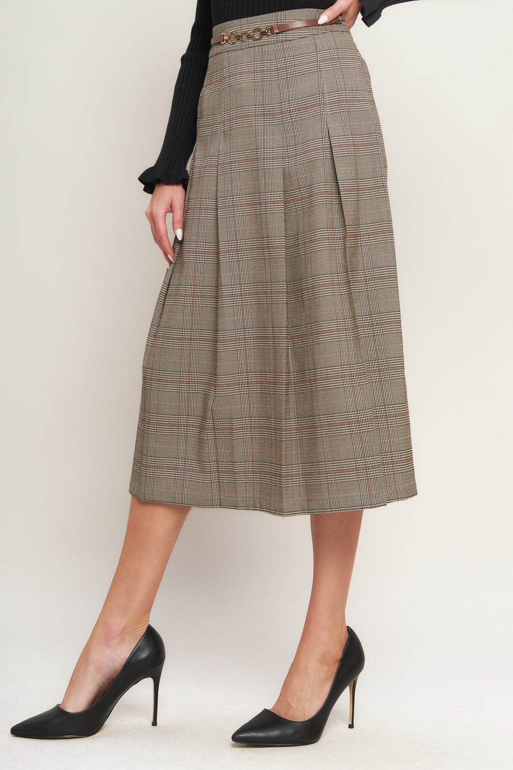 British Trace Woven Midi Skirt in - SKIRTS photo
