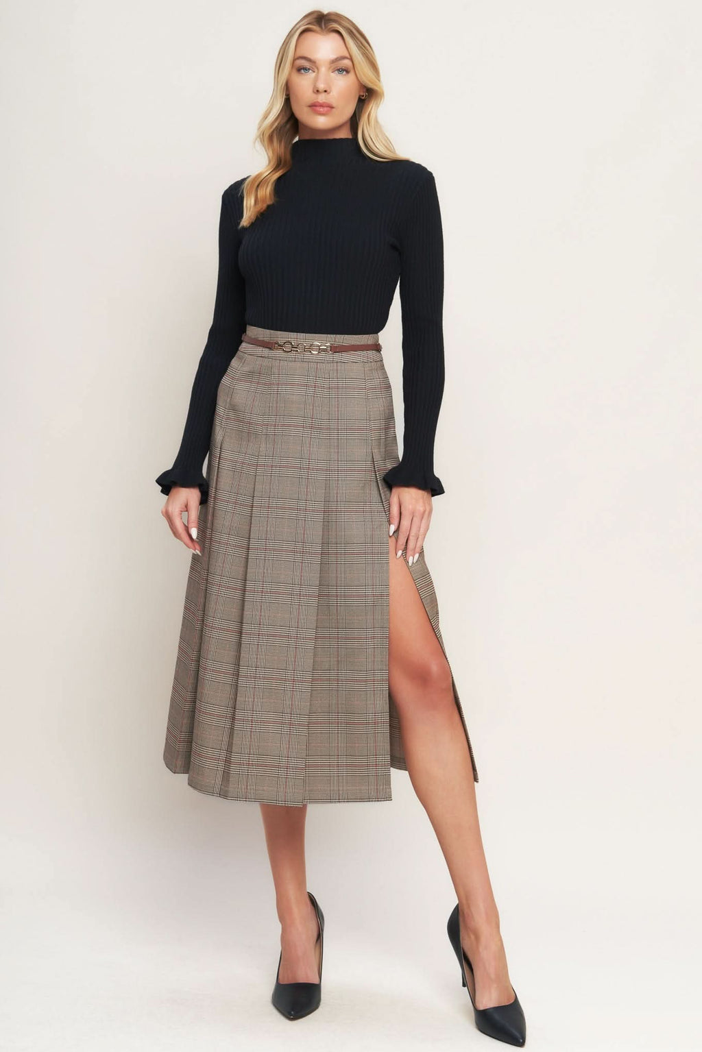 BRITISH TRACE WOVEN MIDI SKIRT in - SKIRTS photo