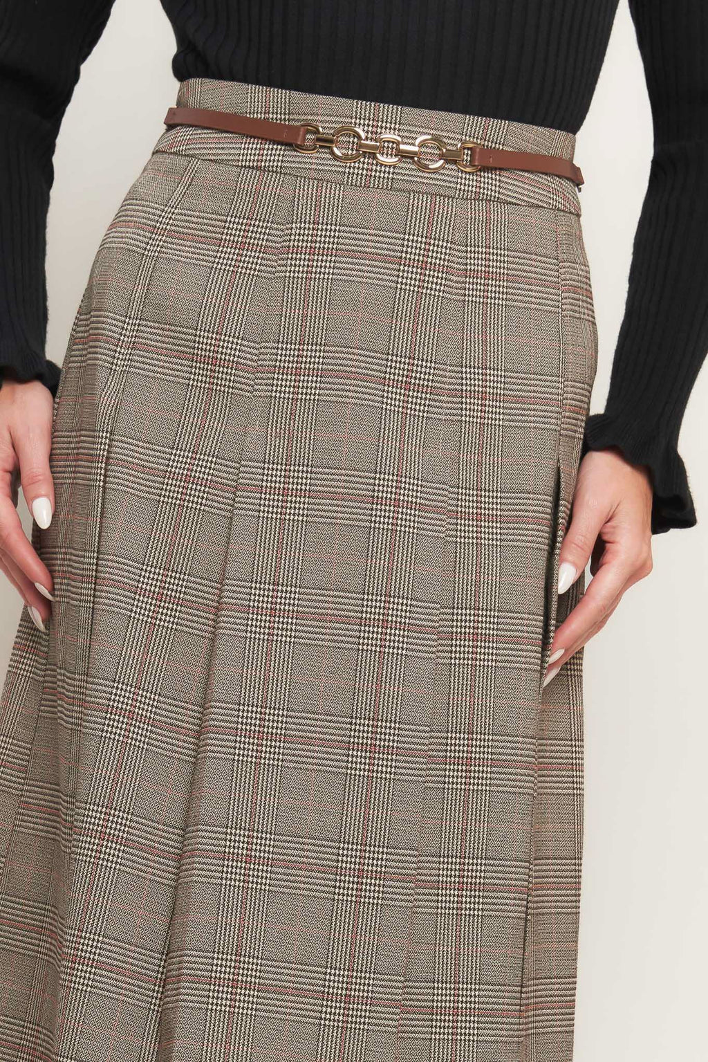BRITISH TRACE WOVEN MIDI SKIRT in - SKIRTS photo