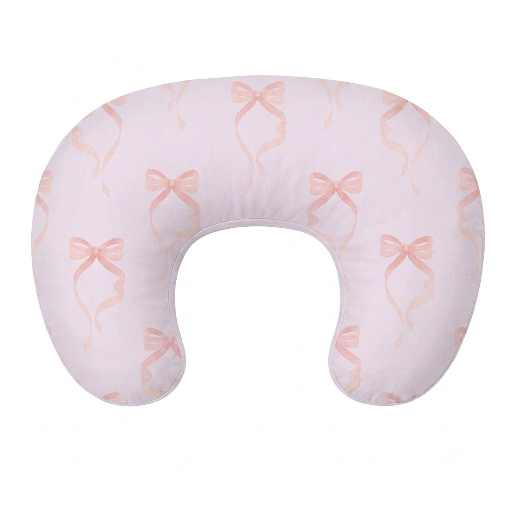 Little Mae & Co. Pink Bow Ruffle Nursing Pillow Cover - New Cover No Ruffle