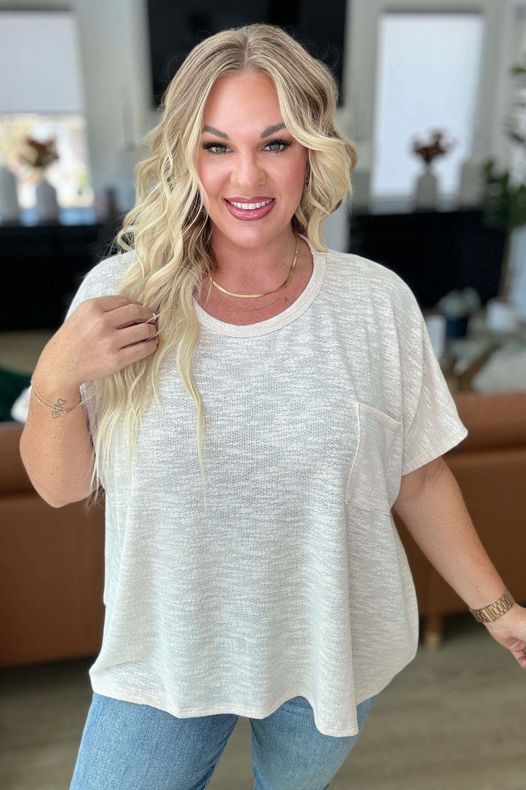 Let Light be Light Drop Shoulder Oversized Tee in Sand Beige - SwagglyLife Home & Fashion