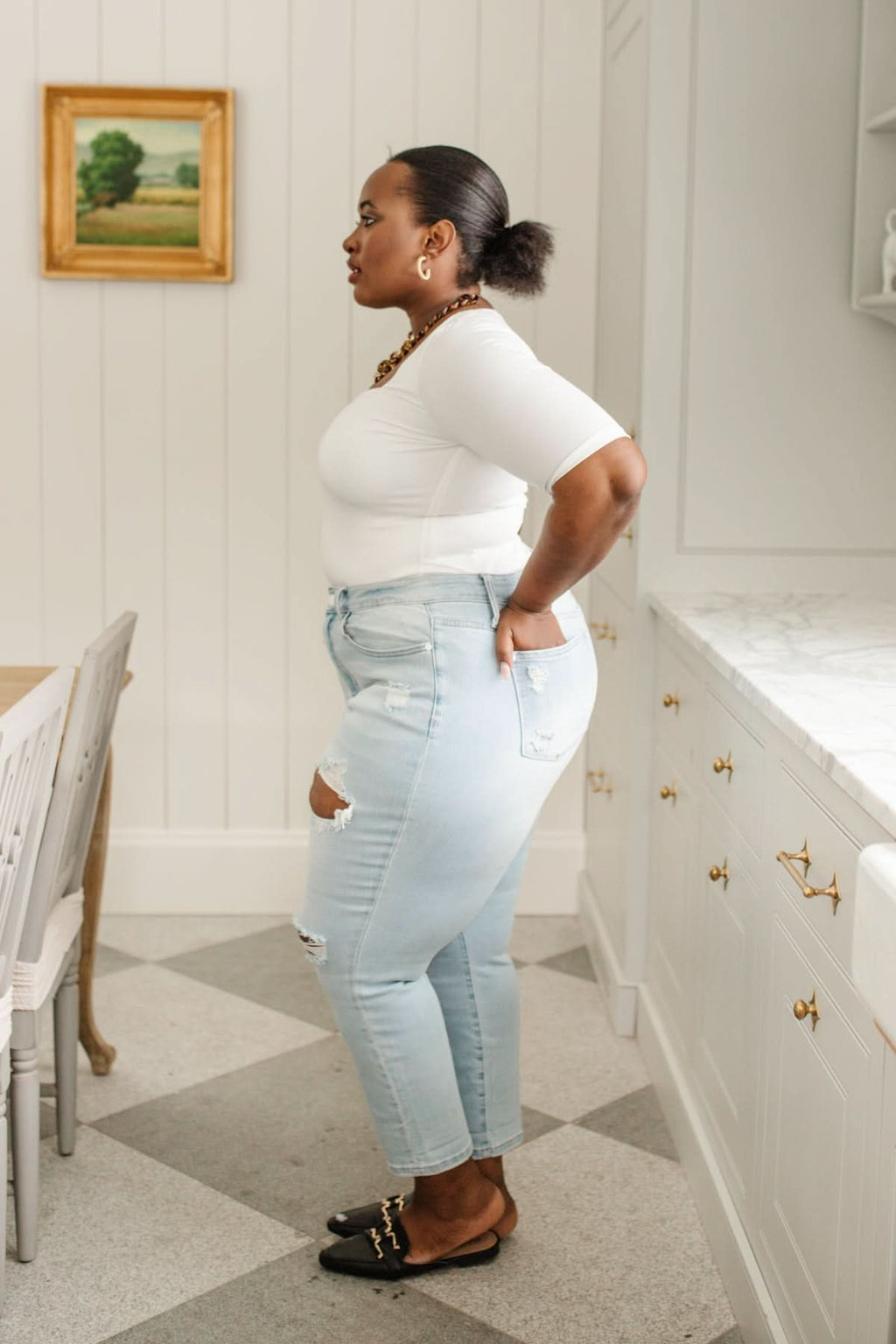 Super Light Destroyed Boyfriend Jeans in - Womens photo