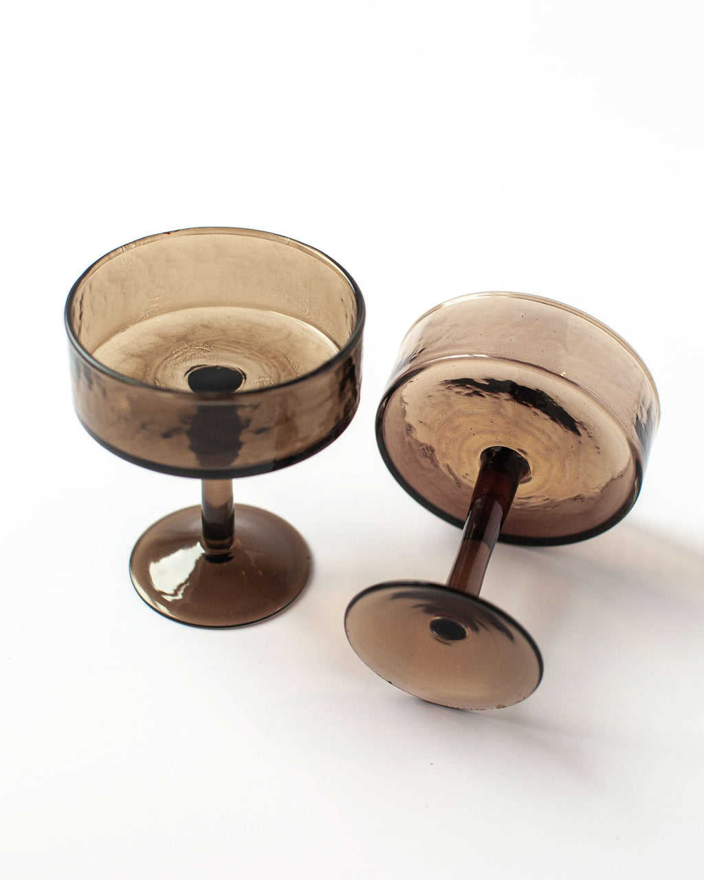 Handblown Hammered Coupe Cocktail Glass Pair in Smoke - Kitchen & Dining photo