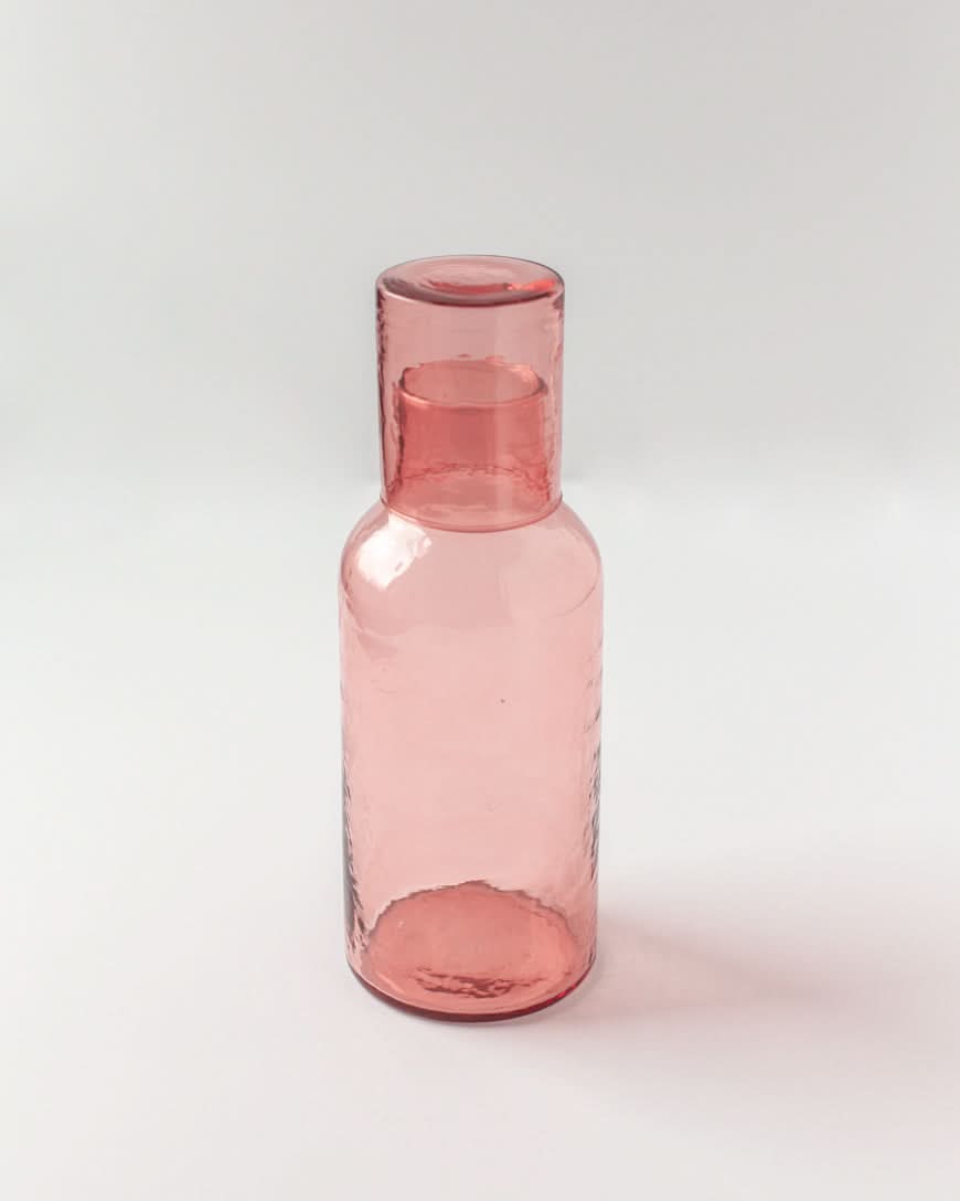 Handblown Hammered Glass Carafe in Blush - Kitchen & Dining photo
