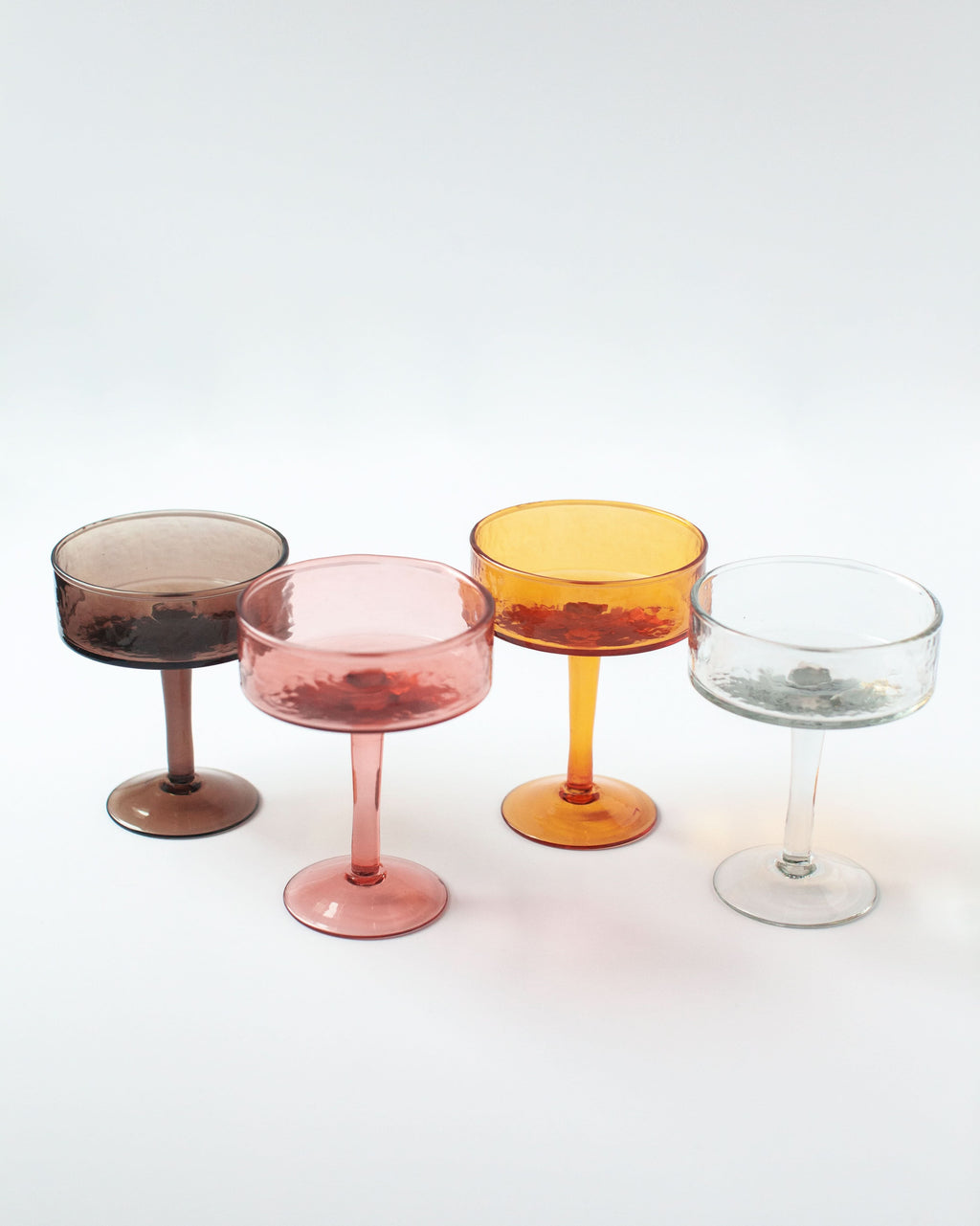 Handblown Hammered Coupe Cocktail Glass Pair in - Kitchen & Dining photo