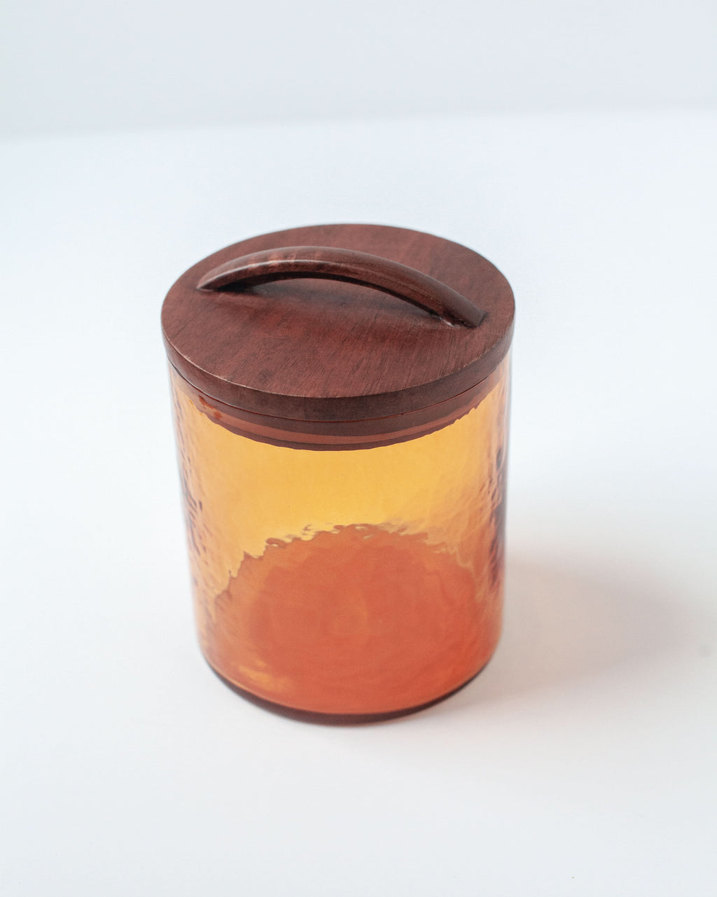 Hammered Glass Canisters with Wood Lid in Small Amber - Kitchen & Dining photo