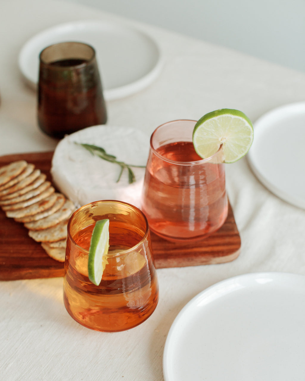 Pair of Hammered Glass Stemless Tumblers in - Kitchen & Dining photo