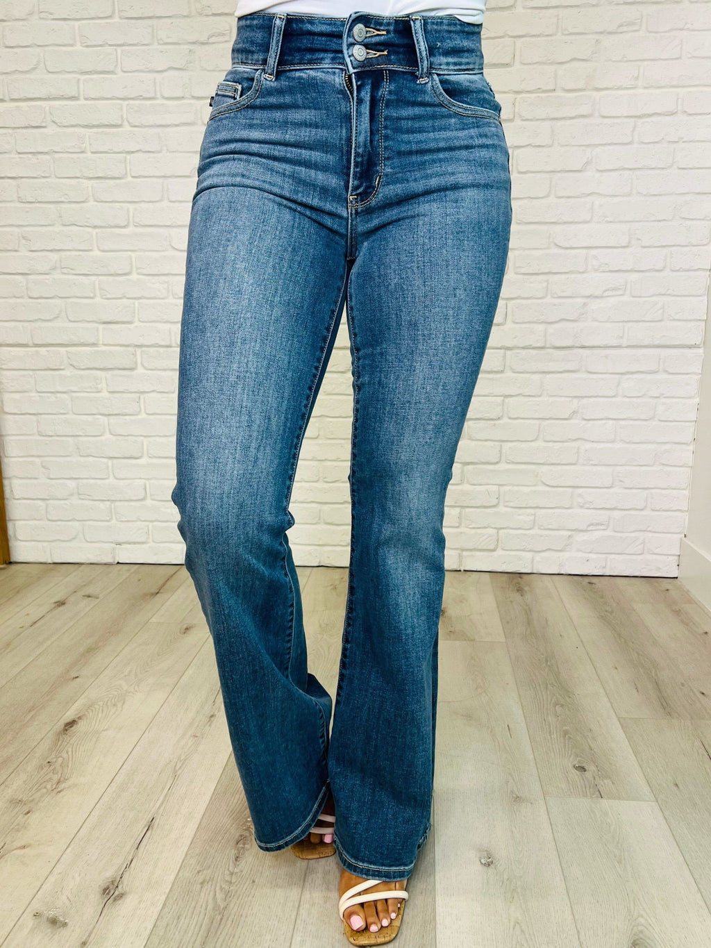 Judy Blue Ariana High Rise Double Button Waistband Flare Jeans in - Womens photo