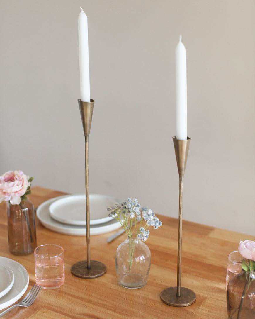 Phoenix Hand-Forged Iron Candle Stands | Set of 2 in - Candle Holder photo