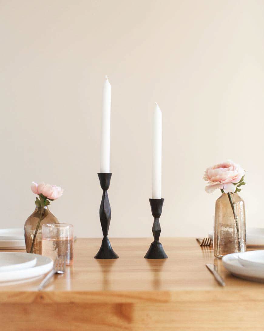 Low Diamond Hand-Forged Iron Candle Stand in - Candle Holder photo